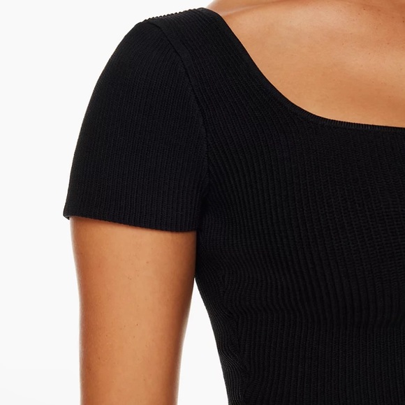 Babaton Black Sculpt Knit Square Neck Top, size M - Picture 8 of 8